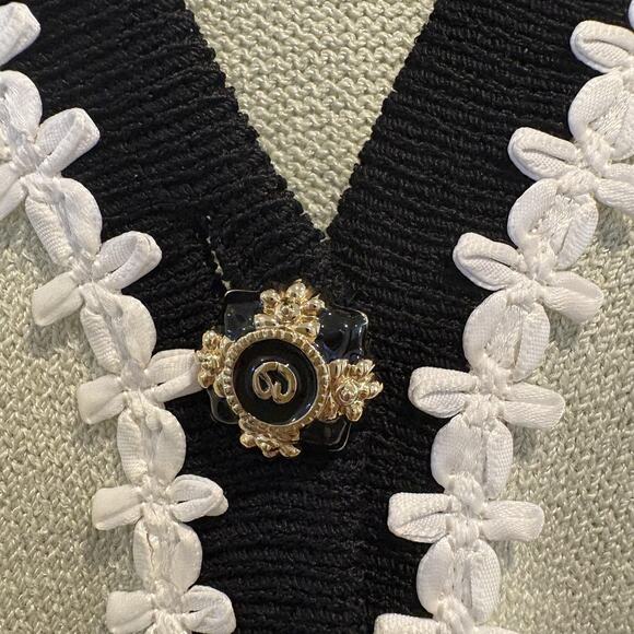 Vtg St John Cardigan 8 Green Black Pearl Trim Lady Jacket Santana Marie Gray USA - Picture 7 of 16